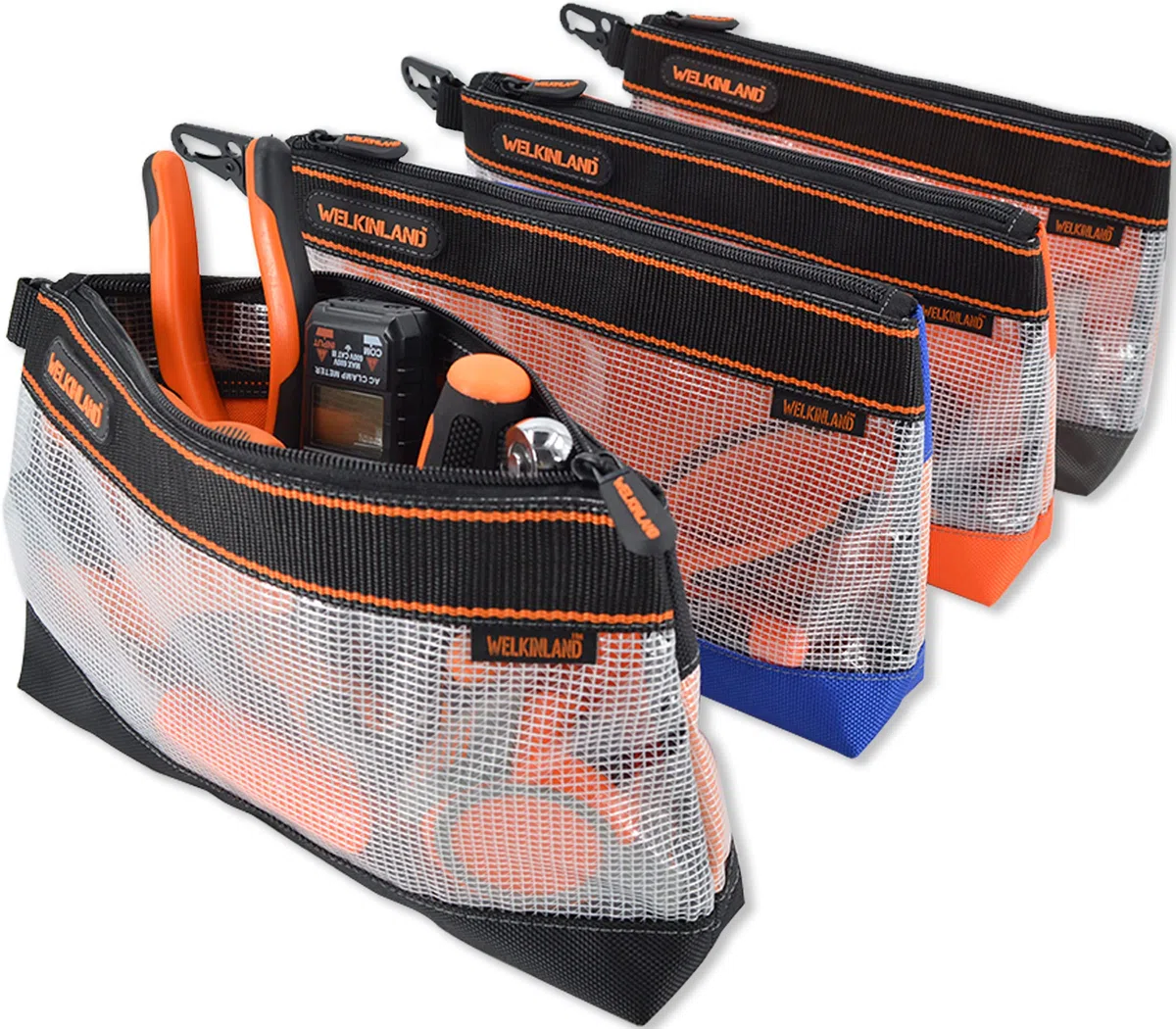 Set di 4 buste trasparenti con cerniera da 33 cm, piccola borsa per attrezzi, mini borsa per attrezzi