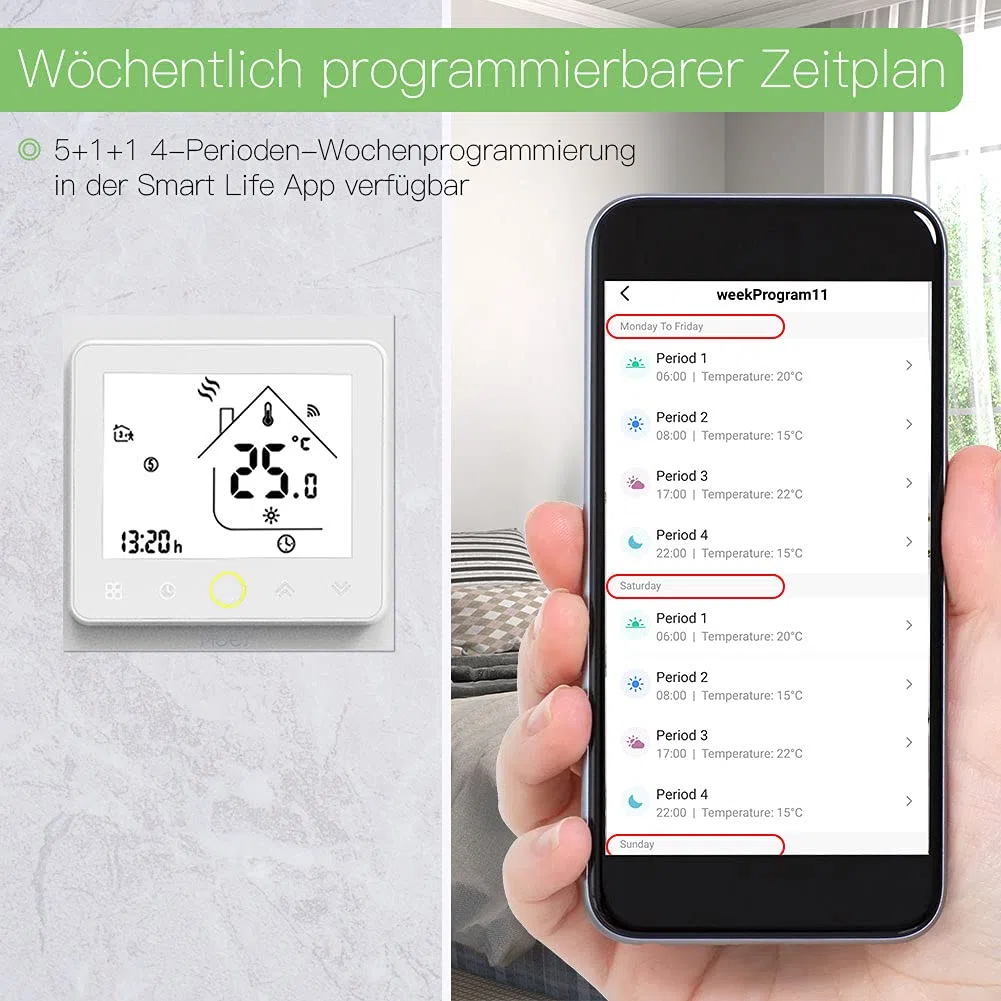 MOES Smart Alexa Tuya ZigBee - Termostato wireless per scaldabagno 5 A, compatibile con l'app Smart Life Tuya Alexa Google 【Funziona solo con Tuya ZigBee Hub】