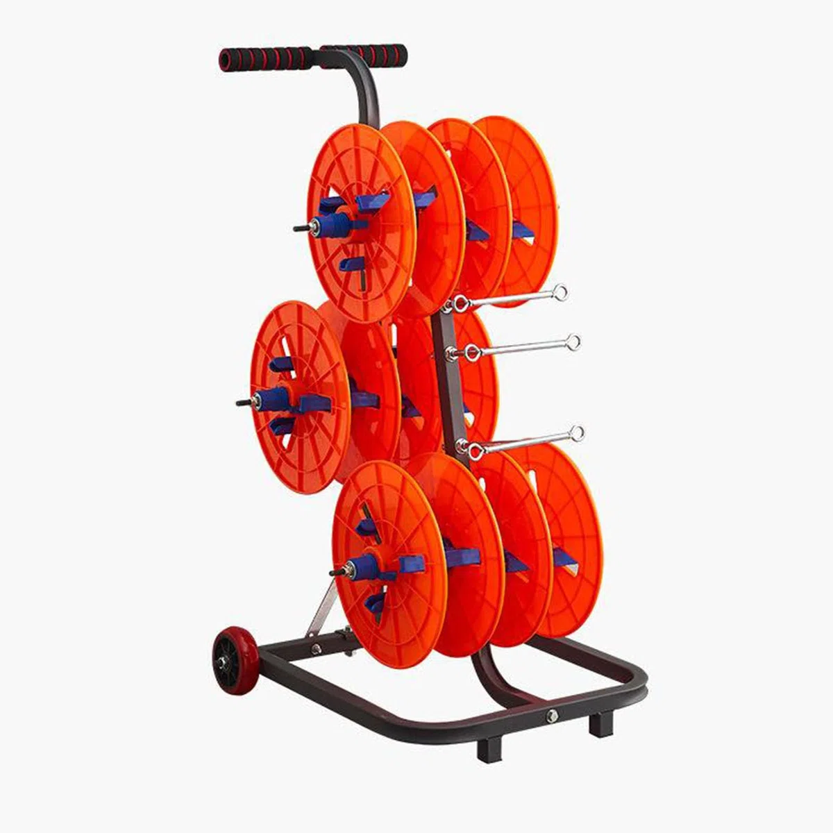 Dispenser per bobine di cavi con ruote, svolgitore di filo resistente, contenitore multiasse per elettricisti, spinner per cavi industriali e organizer
