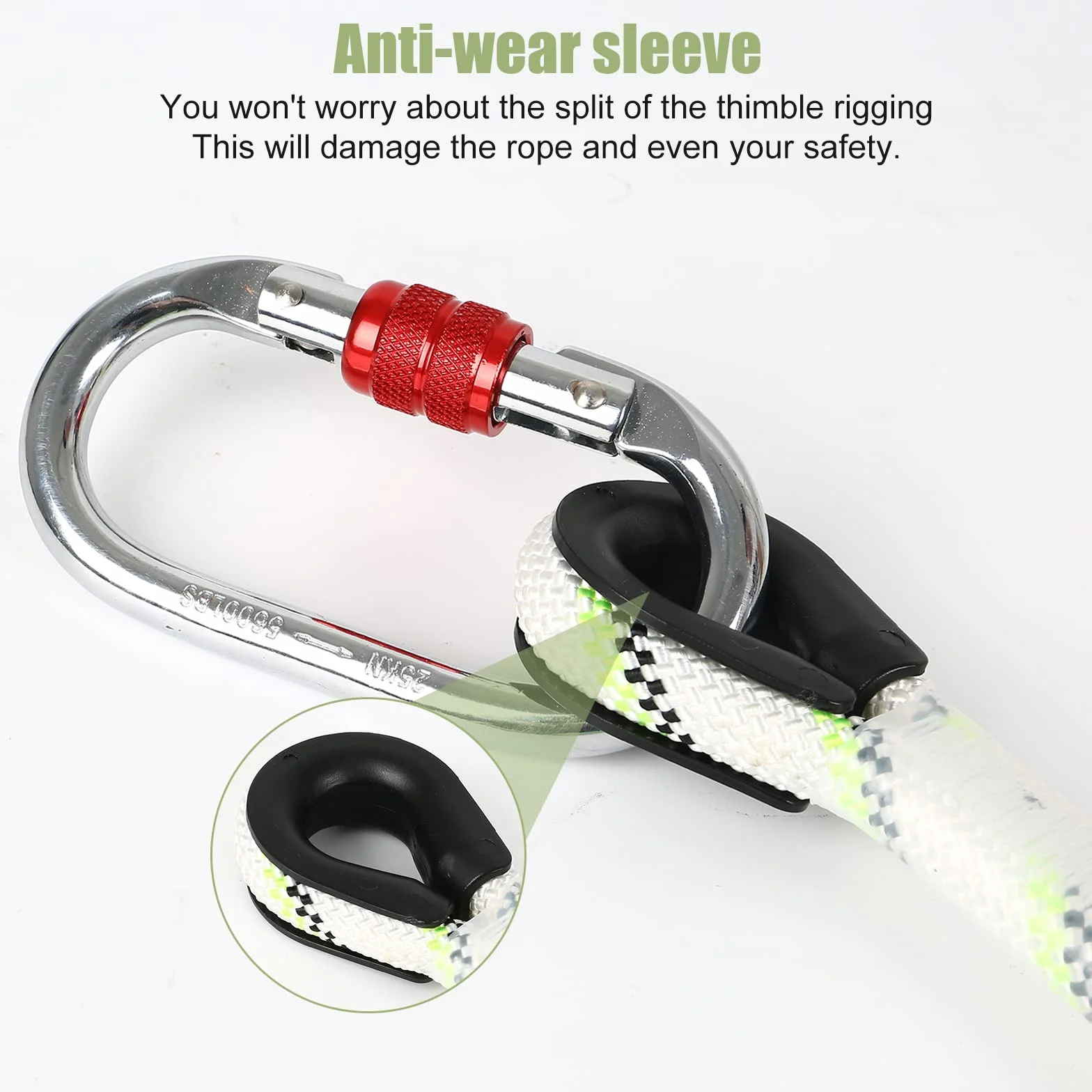 MENAYODA Safety Rinvio Automatico su 12mm Cavo di Nucleo e Mantello 10m con Ammortizzatore a Goccia, EPI, Dispositivo di Protezione per Sicurezza in Altezza