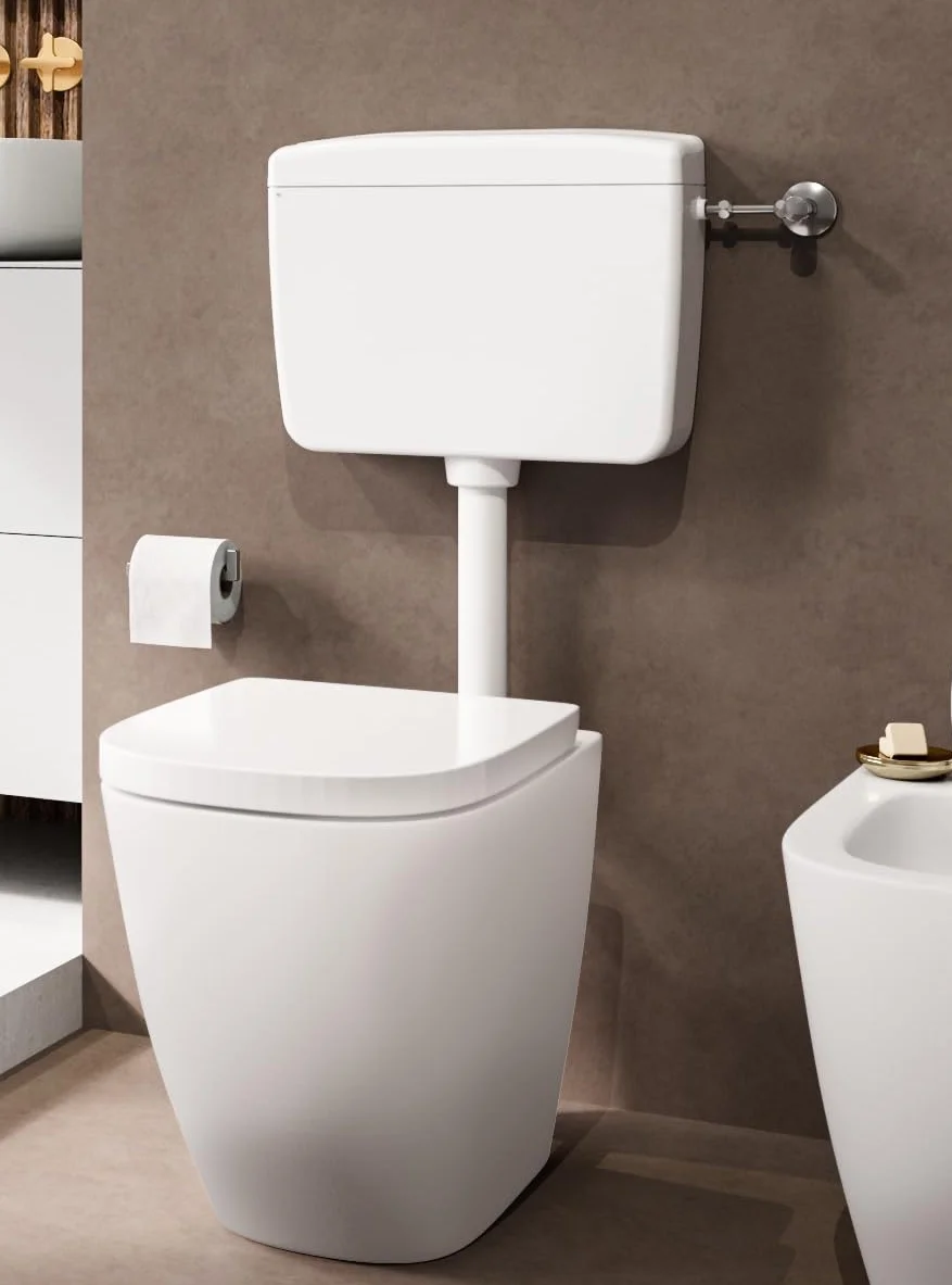 Negrari Cassetta WC a Zaino in ABS, Scarico Rapido e Silenzioso, Coibentata, Capacità 9 Litri, Start/Stop, Bianca