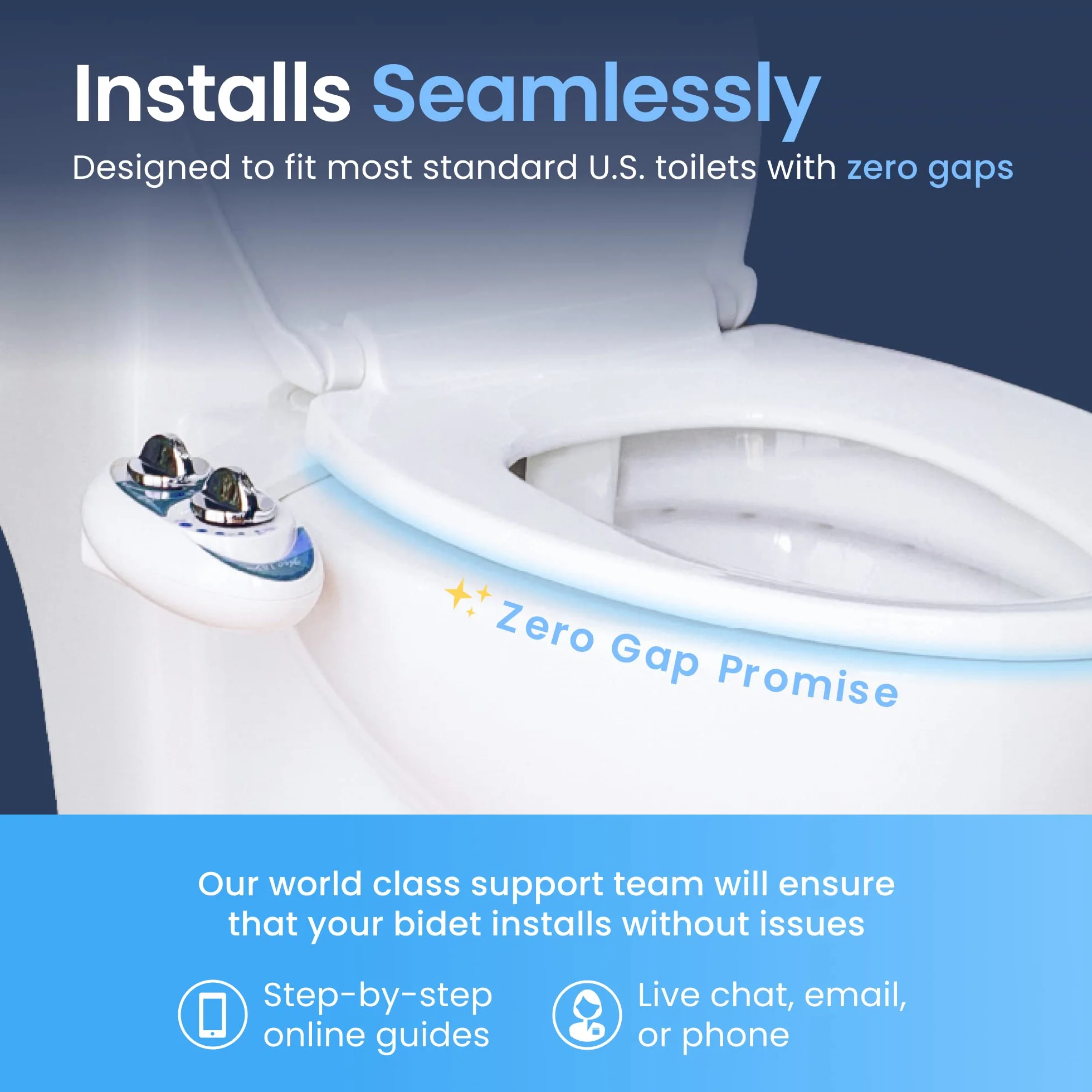 Luxe bidet Neo 120, bidet meccanico con attacco per WC, doppio ugello autopulente, acqua calda e fredda (blu e bianco)