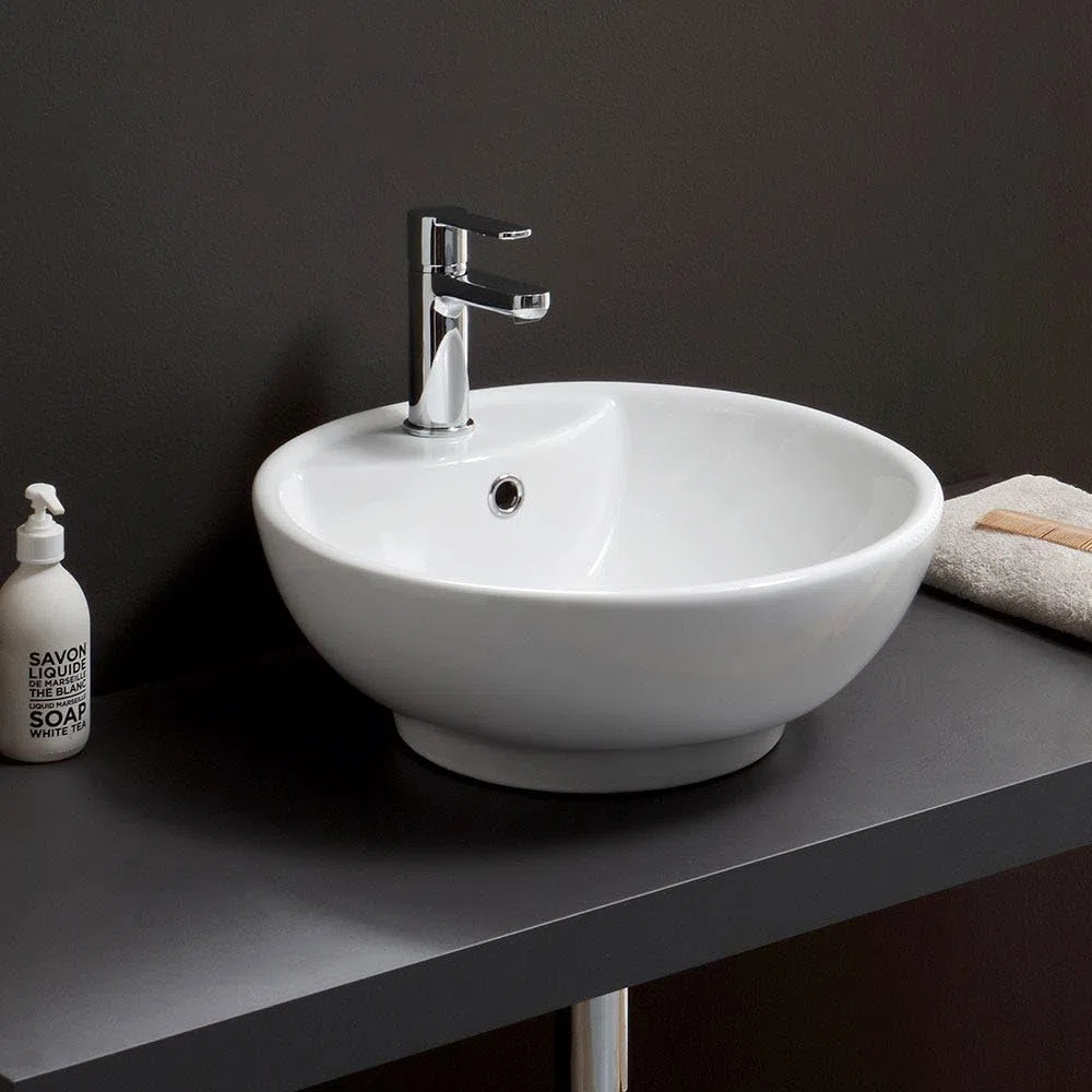 Kiamami Valentina - Lavabo Bianco Da Appoggio, Forma Tonda