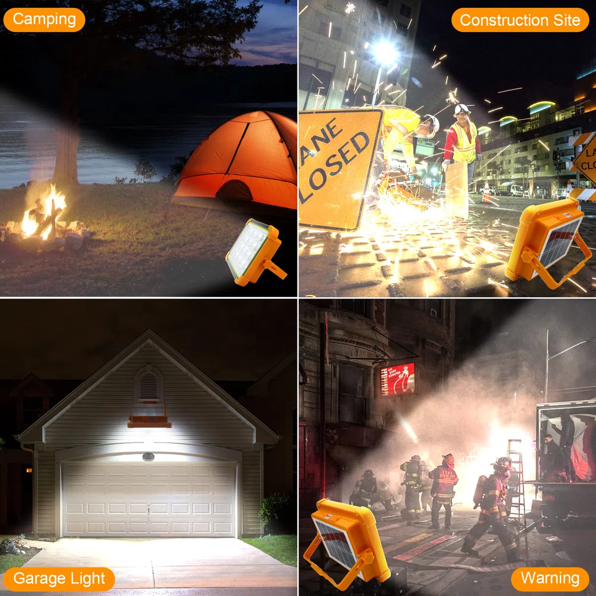 CREATESTAR Faro LED Ricaricabile 100W, Faretto Cantiere Led Solare con 4 Modalità Luminose Batteria da 12000 mAh Portatile, per Campeggio,Riparazione,Pesca
