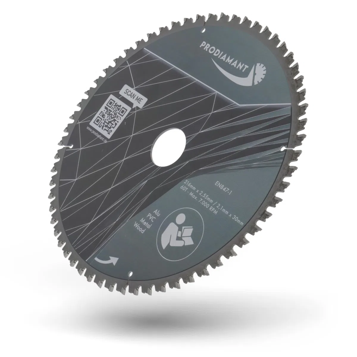 PRODIAMANT Lama per sega multiuso in metallo duro 216 x 30 mm per legno, alluminio, plastica e laminato con denti HM TCT per sega da tavolo, troncatrice e sega circolare