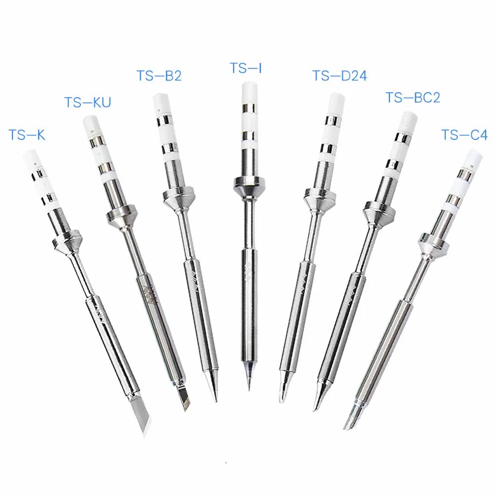 Set 7 Punte Saldatura TS100 in Acciaio Inossidabile per Stazione Portatile, Riparazioni Elettroniche di Qualite