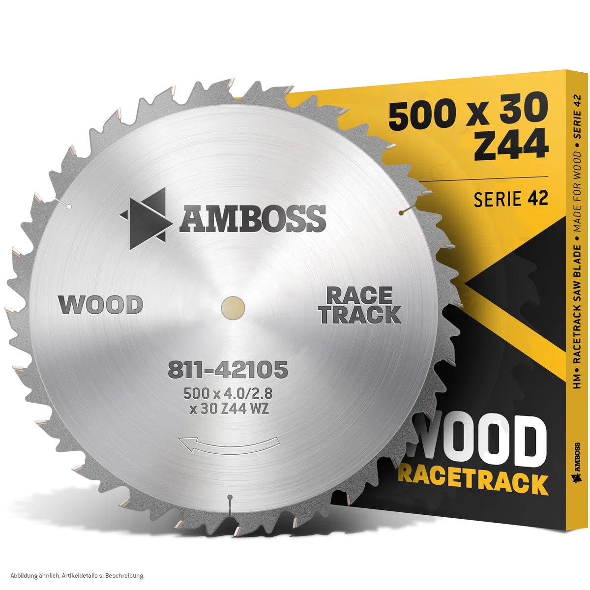 Amboss Werkzeuge Lama per sega circolare HM, diametro 500 mmx4 mmx30 mm, denti alternati (44 denti), taglio grossolano e veloce, legna da ardere e materiali in legno