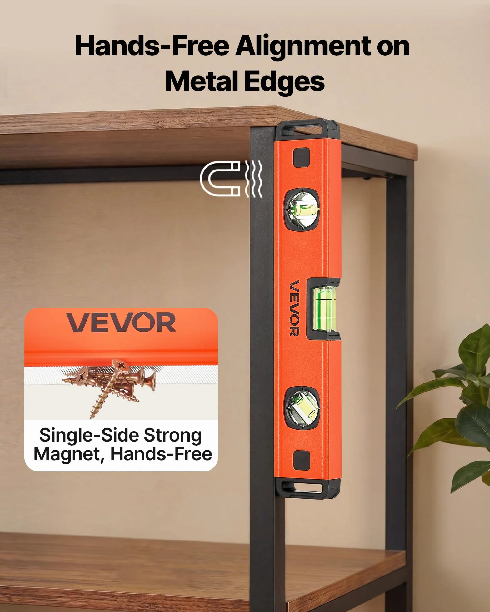 VEVOR Set di Livelle a Bolla Magnetiche, 4 Pezzi (120/300/600/1000 mm), Livelle in Alluminio, 3 Fiale ad Alta Visibilità, Foro per Appendere, Alta Precisione, per Edilizia, Falegnameria e Fai da Te