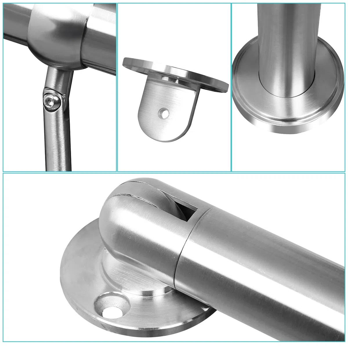 Corrimano in acciaio inox, 150 cm, ringhiera per scale, corrimano da parete, ringhiera per scale, per interni esterni, XXDD8401