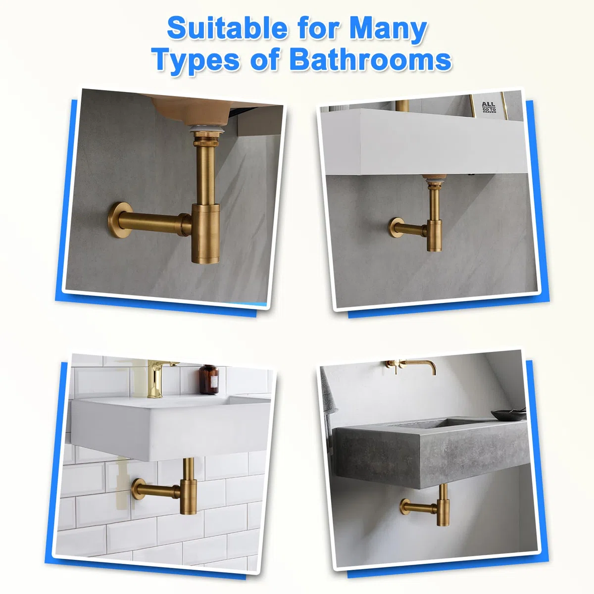 Sifone a bottiglia universale per lavabo e lavabo, apertura nascosta per la pulizia, trappola per odori, sifone regolabile 1 1/4 x 32 mm, tubo di scarico in ottone anticato