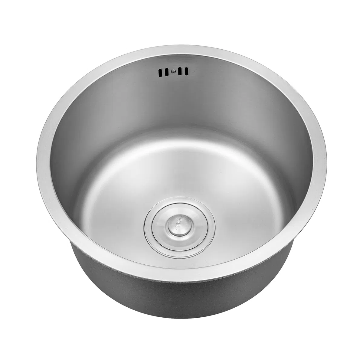 Lavello Rotondo in Acciaio Inox 304, Lavandino Circolare 38x38cm, Lavello da Cucina con Cestello Filtrante 10cm, Scarico e Tubo di Trabocco in Acciaio Inox per Ristoranti, Hotel