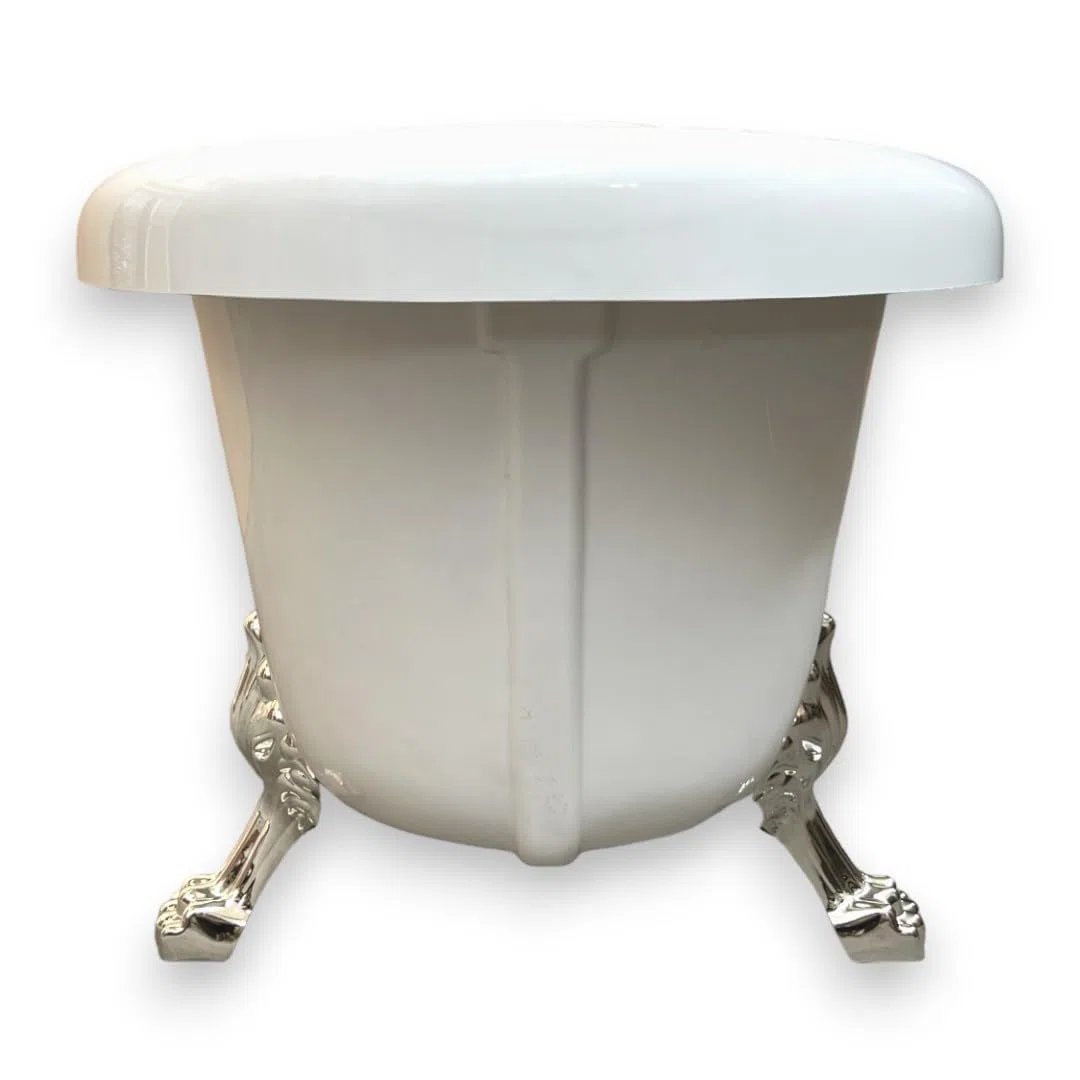 VASCA EPOCA STILE RETRÓ MODELLO MARGHERITA ELISABETTIANA VINTAGE PIEDINI CROMATI ARGENTO BAGNO