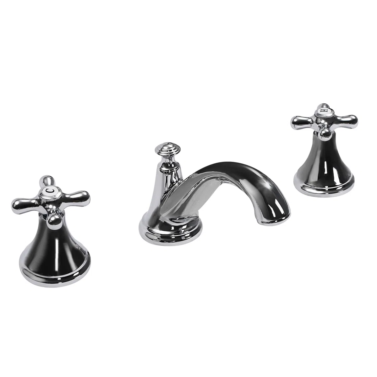 Rubinetto lavabo a 3 fori argento lavabo miscelatore con 2 maniglie, rubinetto per acqua calda e fredda