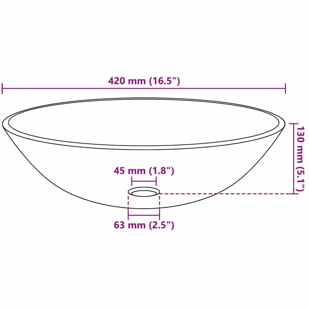 vidaXL Lavabo in Vetro Temprato Bagno Lavanderia 42cm Trasparente Lavandino