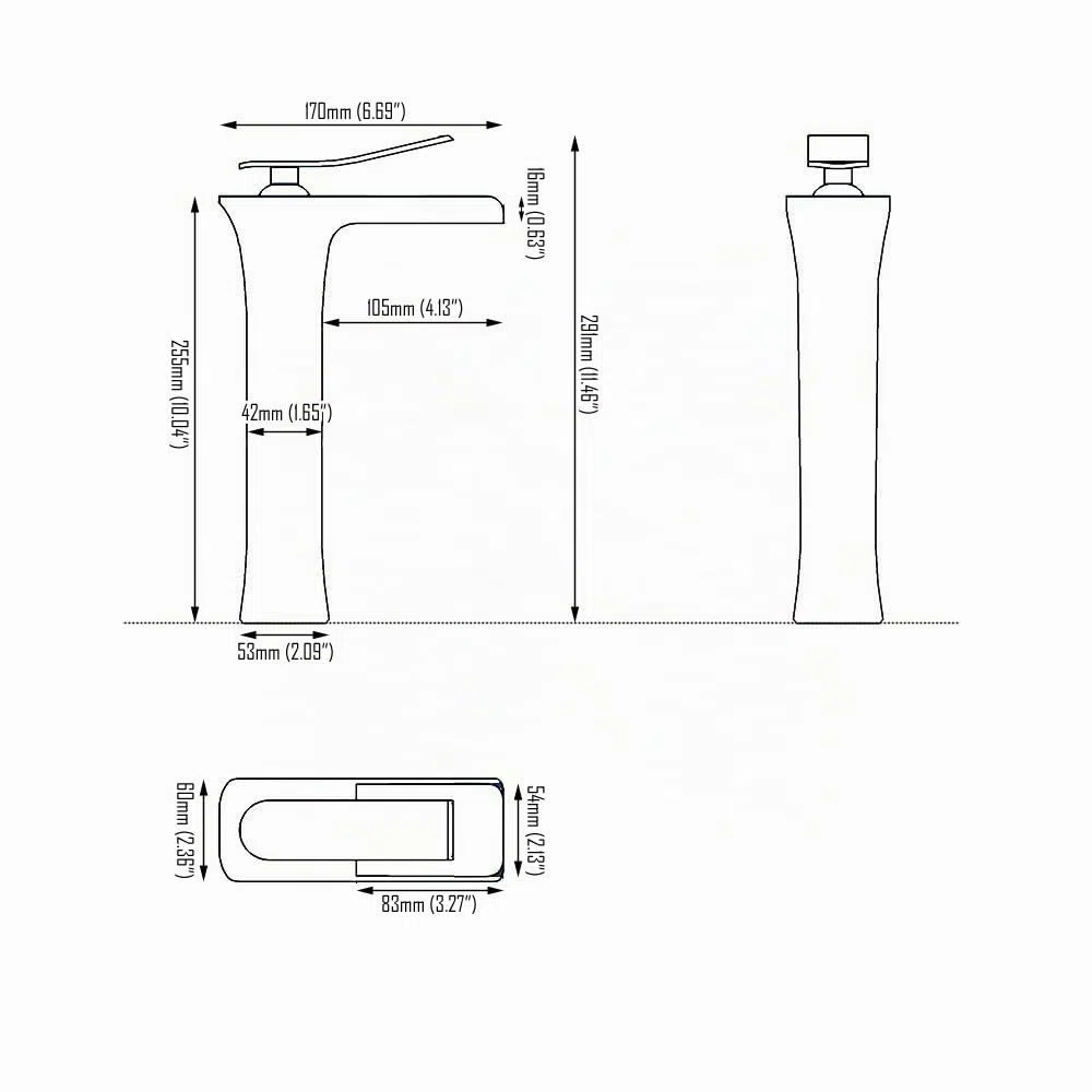 Beelee BL9009NH Miscelatore Rubinetto Bagno Cascata con Corpo alto, Monocomando Rubinetto per lavabo in ottone massiccio, Finitura Nichel Spazzolata