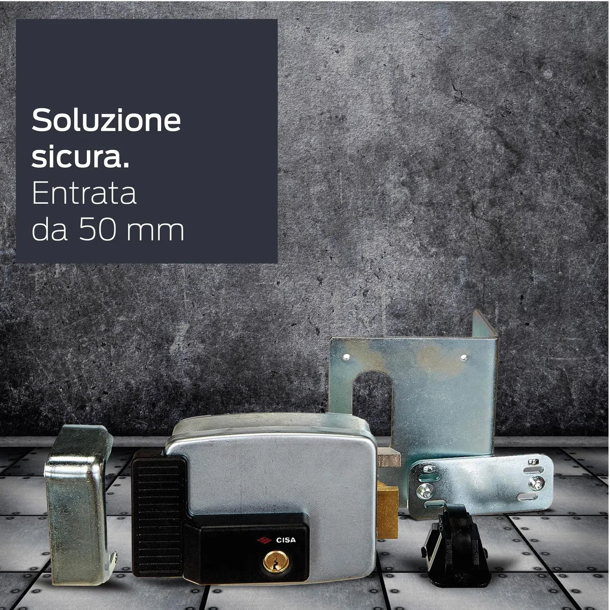CISA - Serratura Elettrica da Applicare 111721501 - Serratura in Acciaio Zincato con Scrocco Autobloccante - Serratura Cancello Esterno Elettrica Entrata 50 - Mano Destra