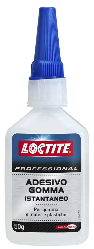Loctite Adesivo Istantaneo Gomma, Adesivo Cianoacrilico Monocomponente, Trasparente, 50 g