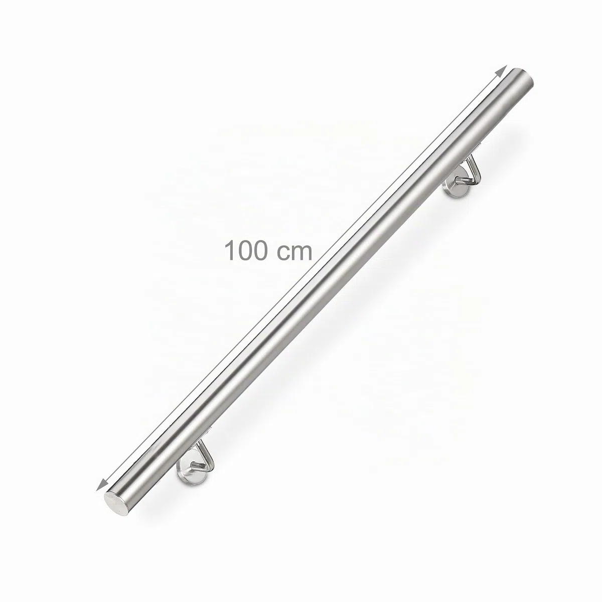 Relaxdays Corrimano, Acciaio Inox 304, Passamano per Ambienti Interni e Esterni, 100 cm, Ø 42 mm, con Supporto, Argento