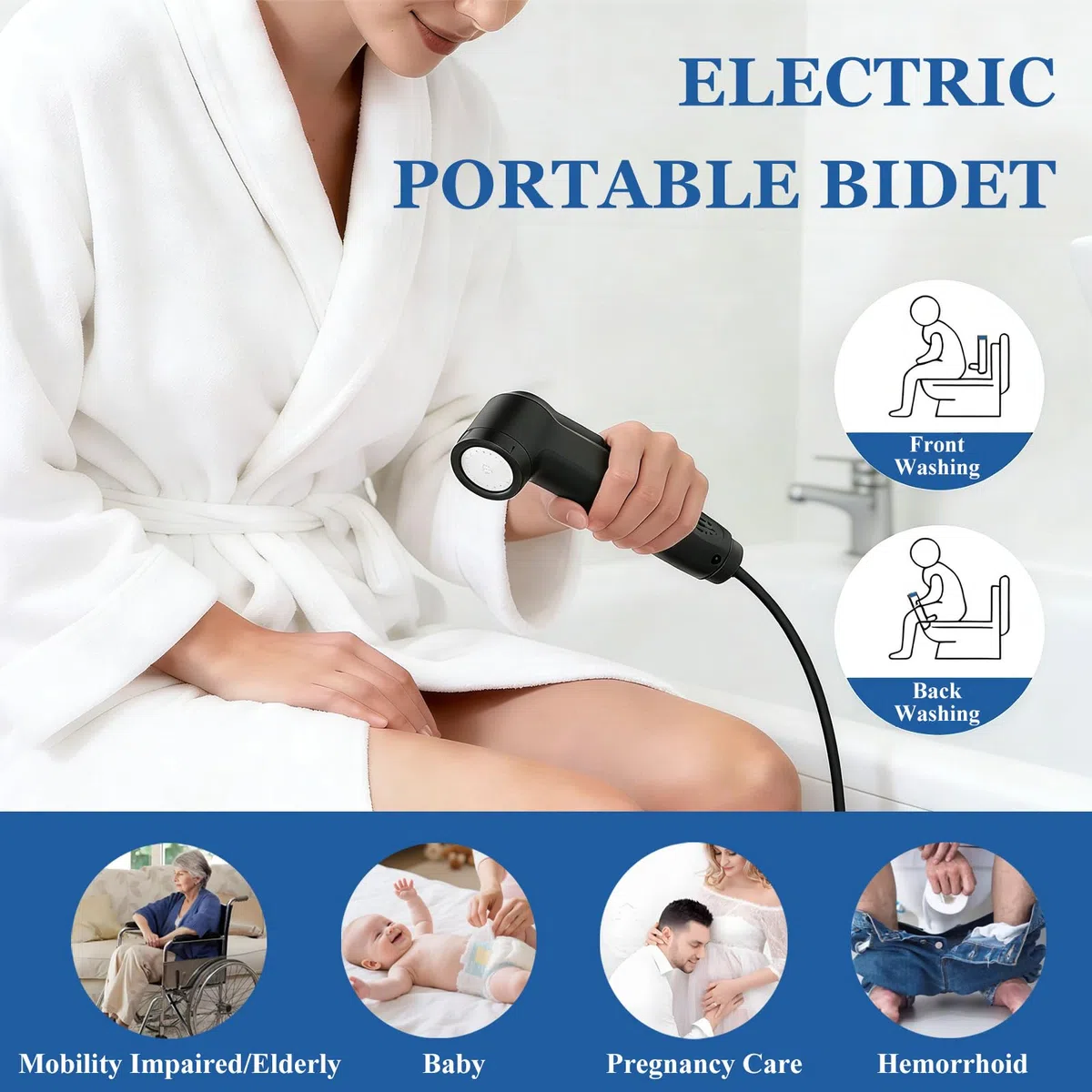 Bidet Portatile Post Parto da Viaggio Ricaricabile,Doccia Portatile Elettrico Spray Colonnare E Doccia,60-100 Min,2.5L Peri Bottle Post Partum per Perineali Emorroidi Anziani Bambino Campeggio