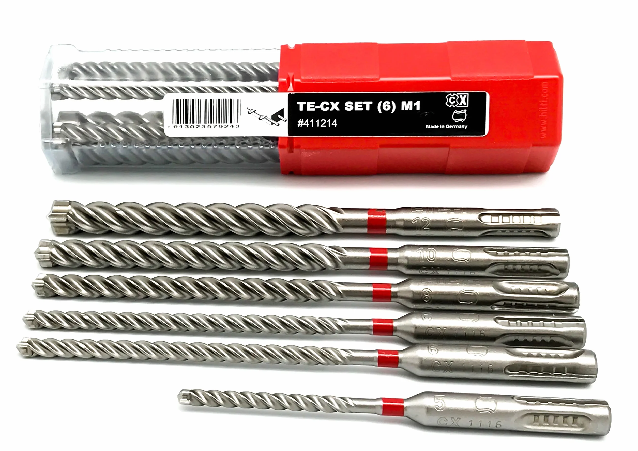 HILTI Original Te della CX Set (6) M1 – Set di punte per trapano SDS Plus 5 – 12 mm punta per trapano per cemento, 6 pezzi, 7613023579243