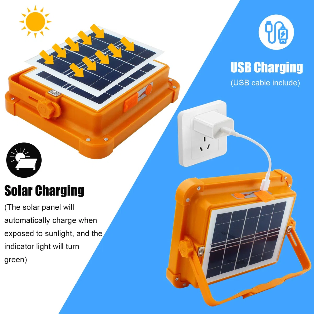 CREATESTAR Faro LED Ricaricabile 100W, Faretto Cantiere Led Solare con 4 Modalità Luminose Batteria da 12000 mAh Portatile, per Campeggio,Riparazione,Pesca
