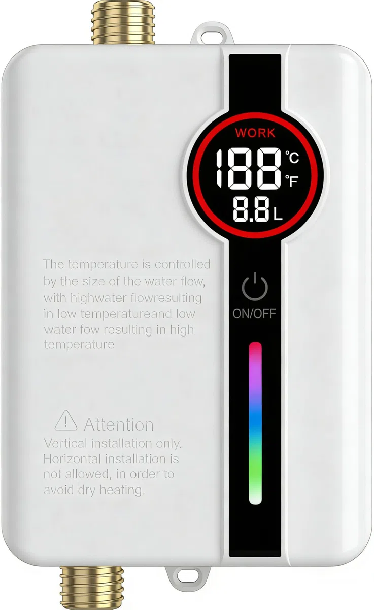 Scaldacqua istantanea elettronico, 3500 W 220V Scaldacqua Istantaneo a Parete Mini Scaldabagno Istantaneo Elettrico con Display LED Della Temperatura, scaldabagno elettrico per Cucina e Bagno