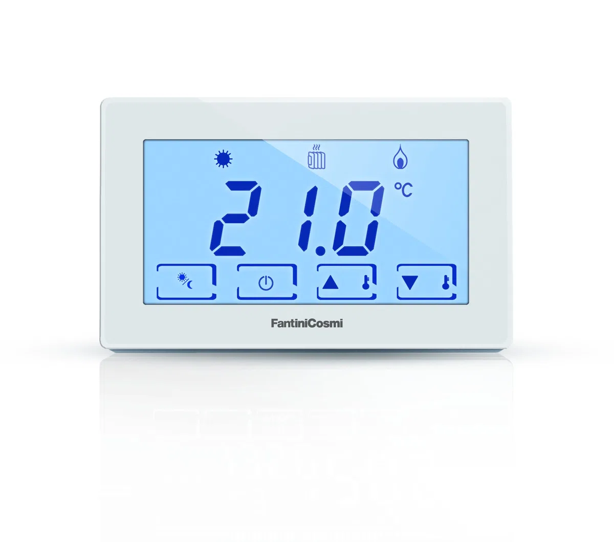 Fantini Cosmi CH120 Termostato Ambiente a Batterie con Touchscreen Retroilluminato, Bianco