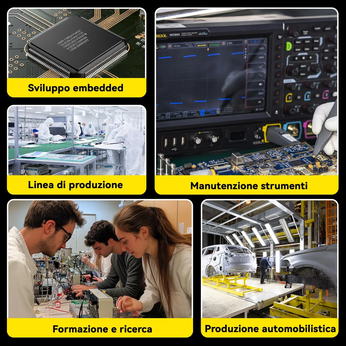 RIGOL Oscilloscopio digitale DHO804 70 MHz, 4 canali analogici, 1 canale EXT, fino a 25 Mpts profondità di memoria, fino a 1,25 GSa/s frequenza di campionamento in tempo reale, 3 anni di garanzia.
