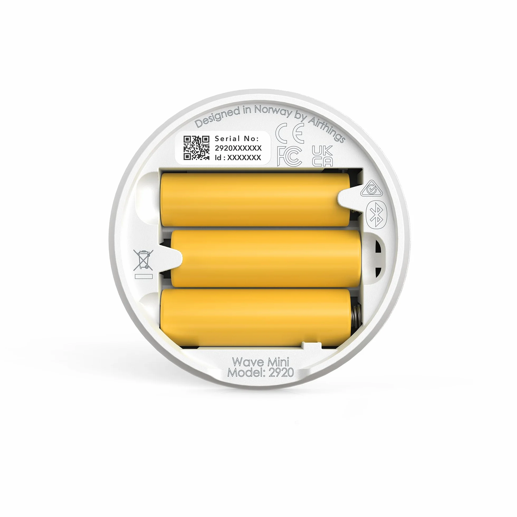 Airthings 292 Wave Mini monitor per la qualità dell'aria indoor con rilevatori di composti organici volatili (COV), umidità e temperatura, senza fili