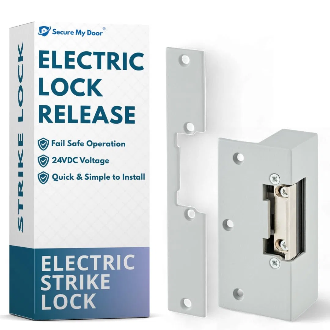 SecureMyDoor - Serratura elettrica con ganascia regolabile per sistemi di controllo accessi alle porte, 24 V CC, ideale per edifici commerciali, residenziali e industriali