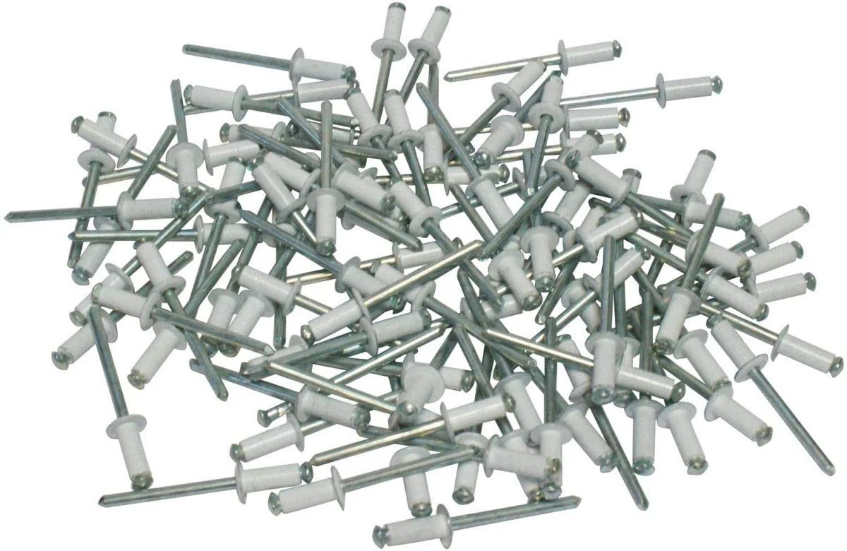 RIVETTI A FIORE (GRAF) IN ALLUMINIO/ACCIAIO PER TARGHE Ø 4,8 x 12 mm, COLORE BIANCO RAL9010, QUANTITA' 500 PEZZI