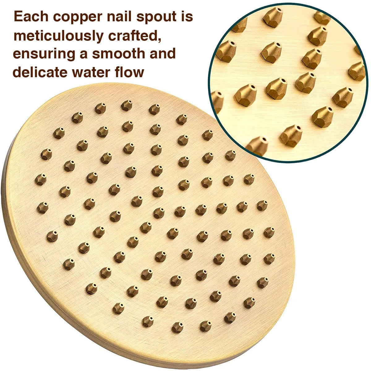 HomeLava Soffione Doccia a Pioggia 8 Pollici Rotondo, Spruzzino Doccia in ottone anticato, Docce Fisse Anticalcare Alta Pressione, Stile Retrò in Bronzo