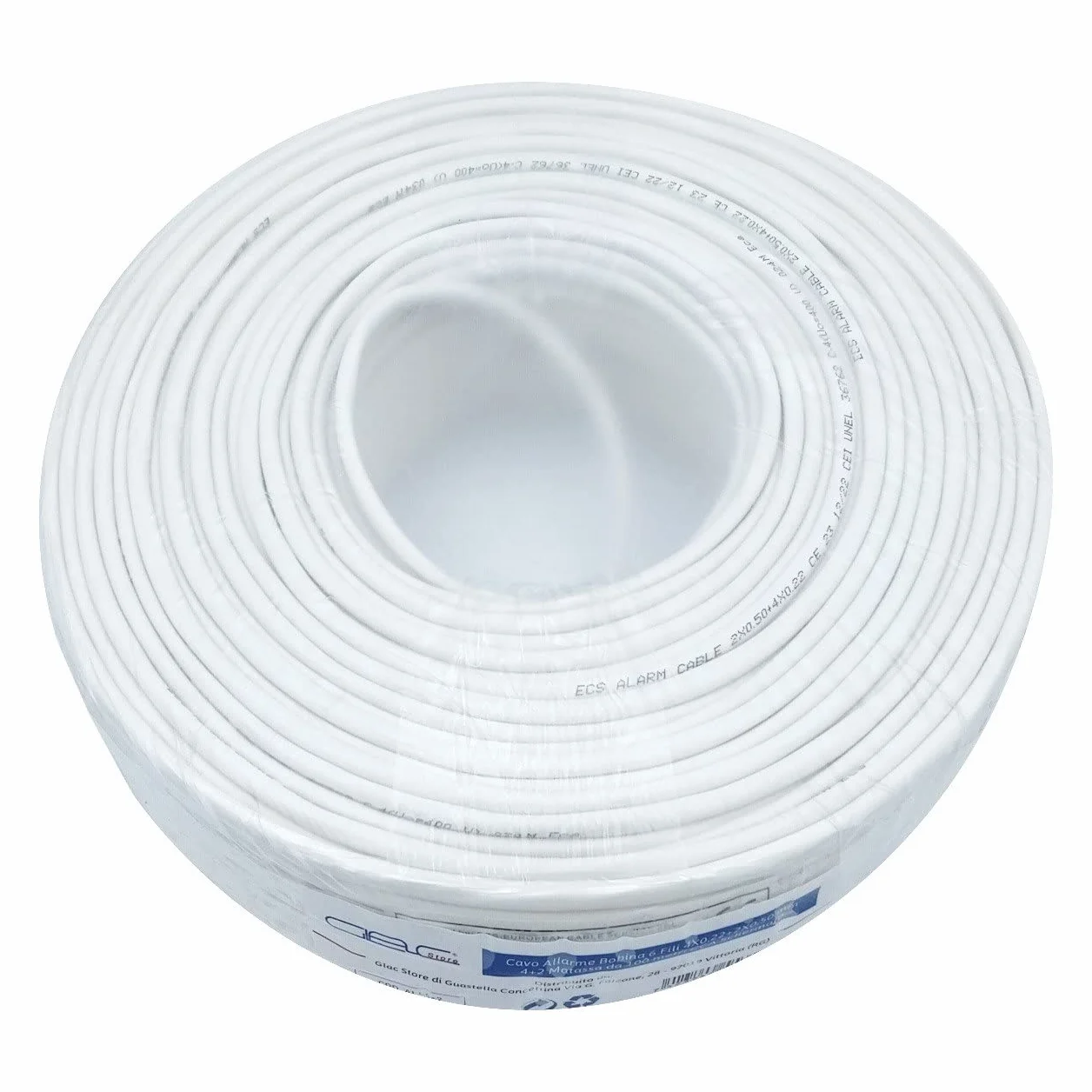 Cavo Cavi Allarme Bobina 6 Fili 4X0,22+2X0,50 mm 4+2 Matassa da 100 metri CCA Schermato Professionale Certificato Anti Propagazione in caso di Incendio