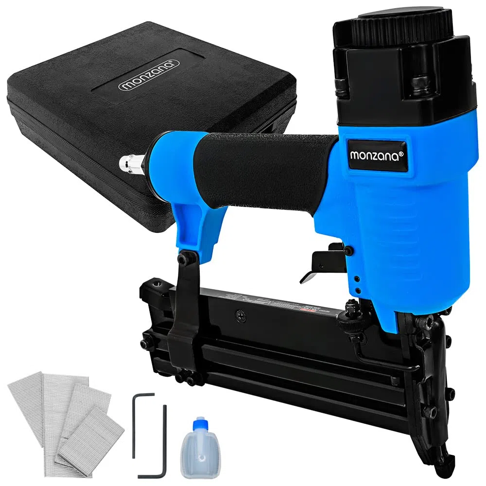 Monzana Chiodatrice pneumatrica e spillatrice 2 in 1 ad aria compressa pinzatrice graffettatrice con valigetta e chiodi