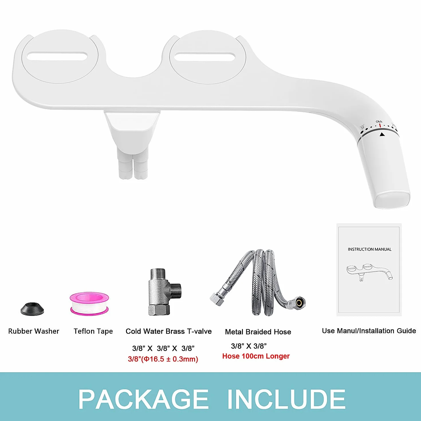 Inserto per bidet per Toile a sinistra – WITHLENT ultra sottile per bidet non elettrico, per WC con doppio ugello bidet, pulizia anteriore e posteriore, accessorio per WC, doccia Po, Taharet, bianco