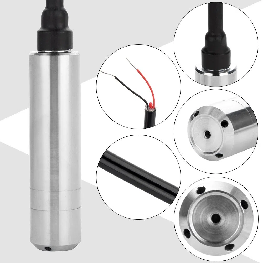 DC 24V 4-20mA Trasmettitore Sensore Acqua Liquido Livello Jet per Rilevare Profondità Gamma 0-5m