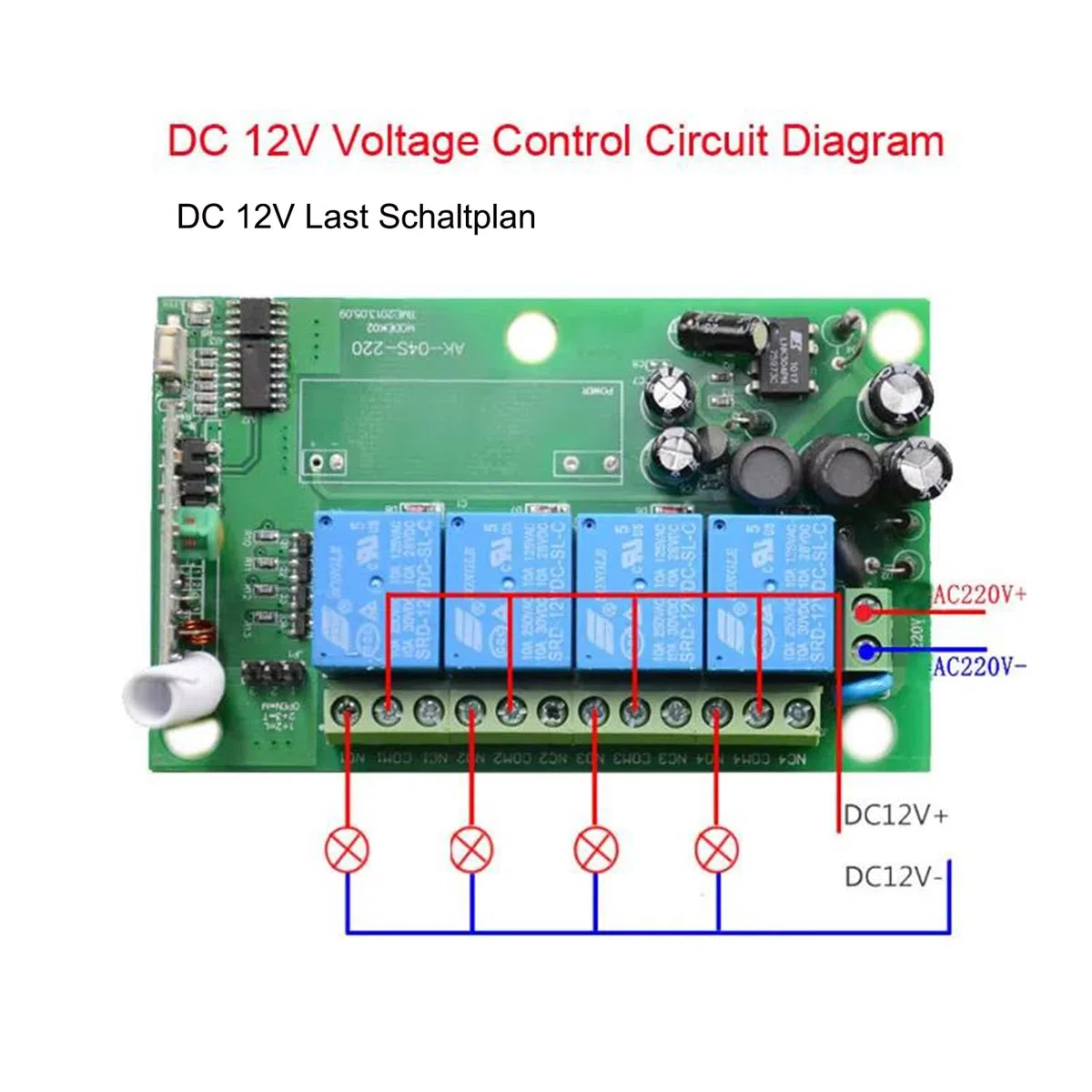 220 V, 230 V, 4 CH, telecomando senza fili, interruttore di controllo, relè di controllo 433 MHz, 4 canali, con 4 trasmettitori, ricevitore universale, porte da garage, finestre, motore, AC 110 V, 250
