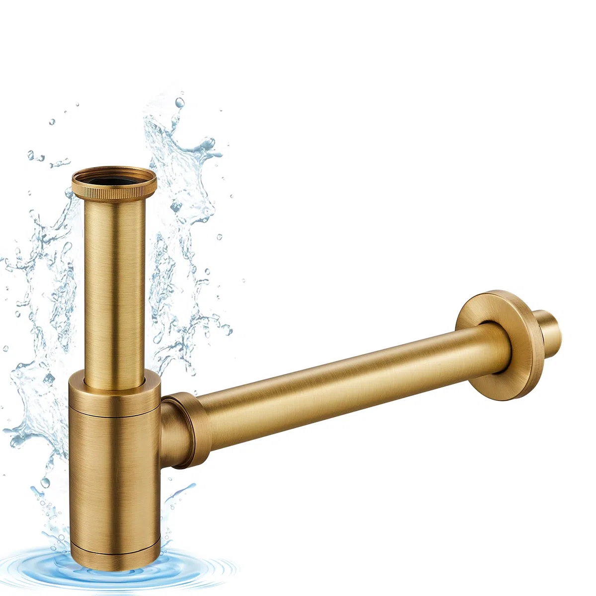 Sifone a bottiglia universale per lavabo e lavabo, apertura nascosta per la pulizia, trappola per odori, sifone regolabile 1 1/4 x 32 mm, tubo di scarico in ottone anticato