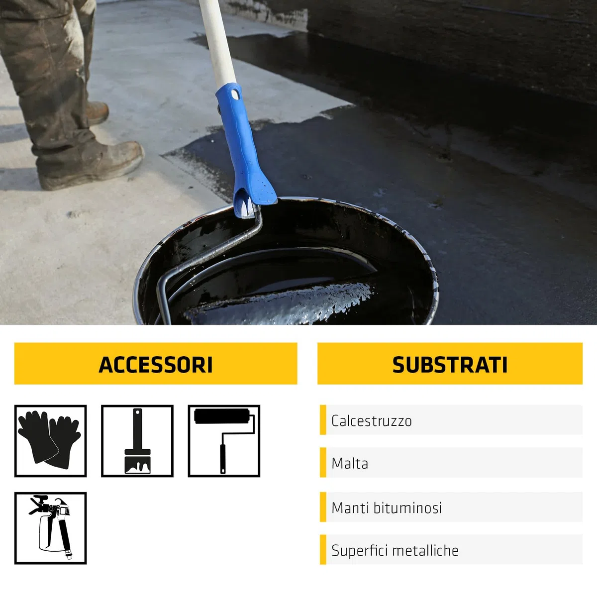 SIKA - Membrana bituminosa liquiva - Sikalastic Black, Nero - Protezione forte e flessibile per muri contro terra - Facile da applicare con pennello o rullo - 5kg