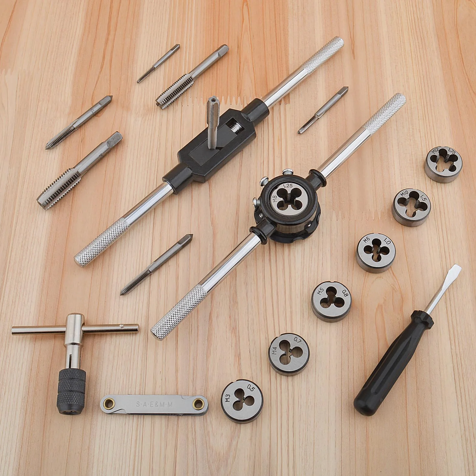 Gunpla 33 Pezzi Set Maschi e Filiera per Filettatura Metrica / SAE, Kit Filettare in Acciaio Legato al Tungsteno con Custodia in Metallo