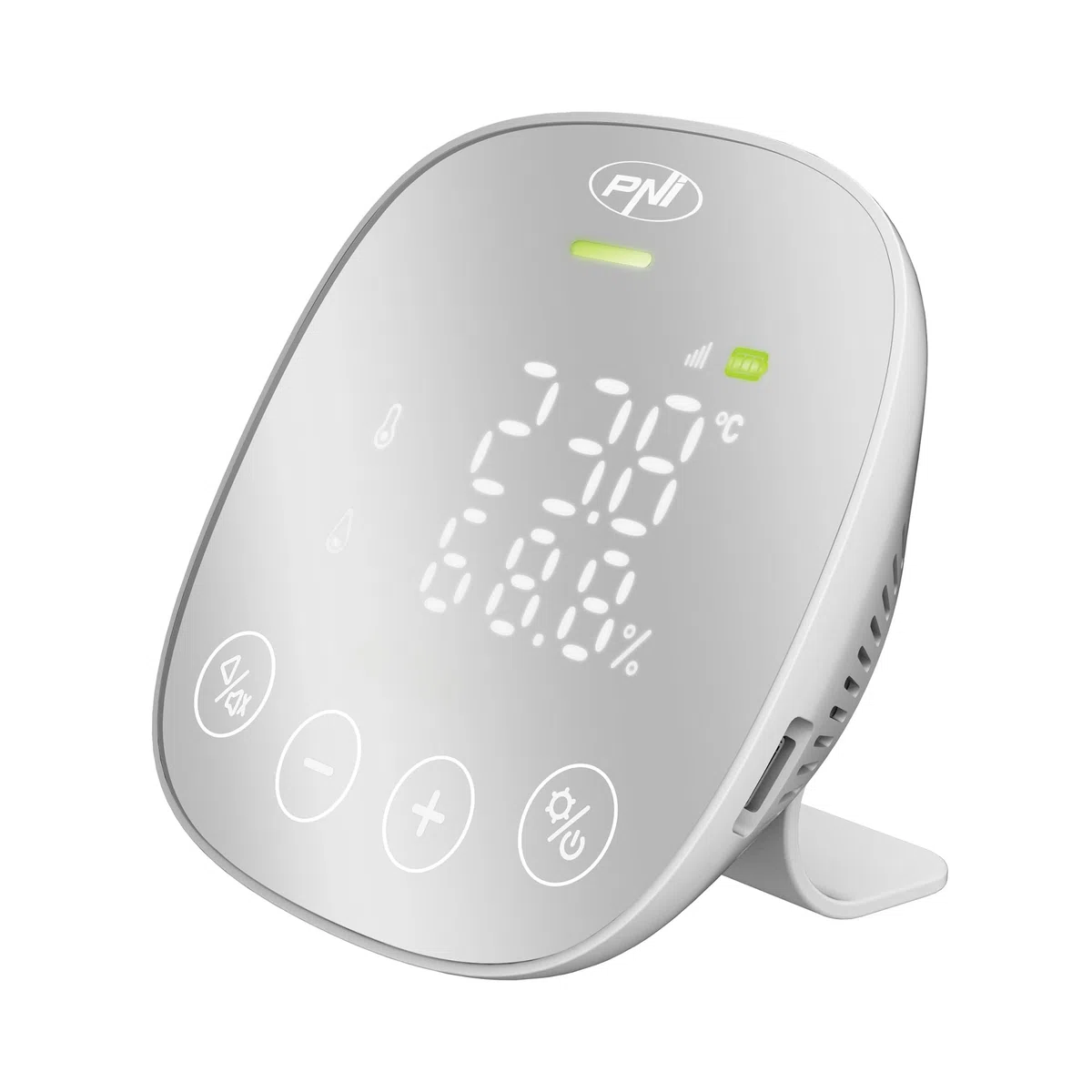 Sensore di qualità dell'aria e anidride carbonica (CO2) PNI SafeHouse HS291 con Wi-Fi, controllo app Tuya Smart, monitoraggio CO2, menu impostazioni, batteria di backup, allarme