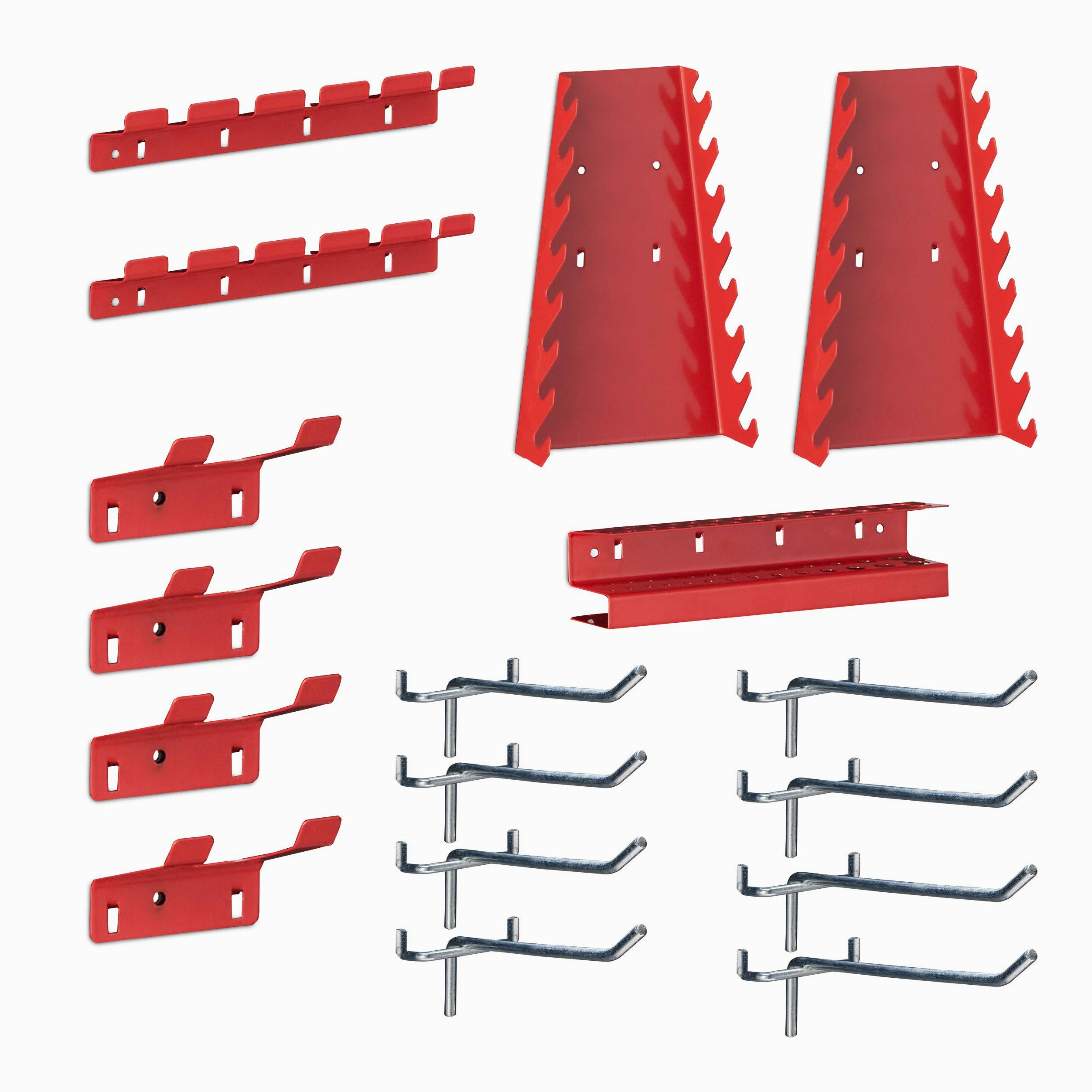 Relaxdays Pannello Portautensili, Set 3 Pareti con 17 Ganci Porta Utensili, Parete Banco da Lavoro, 60 x 39, Nero/Rosso