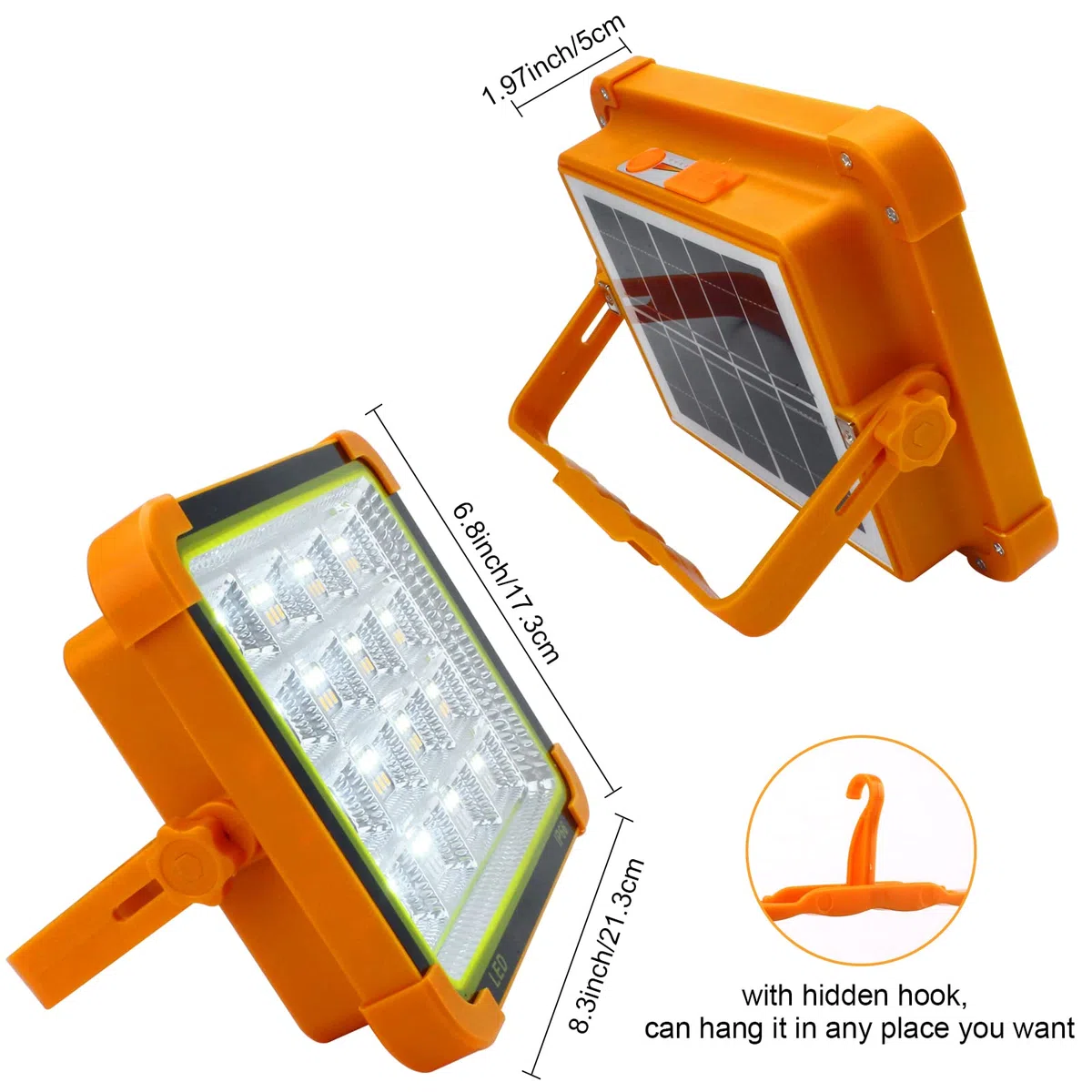 CREATESTAR Faro LED Ricaricabile 100W, Faretto Cantiere Led Solare con 4 Modalità Luminose Batteria da 12000 mAh Portatile, per Campeggio,Riparazione,Pesca
