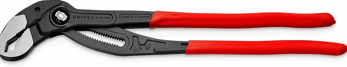 KNIPEX Cobra XL Pinza regolabile per tubi e dadi in confezione Self-service bonderizzata grigia Rivestiti in resina sintetica, 87 01 400 SB