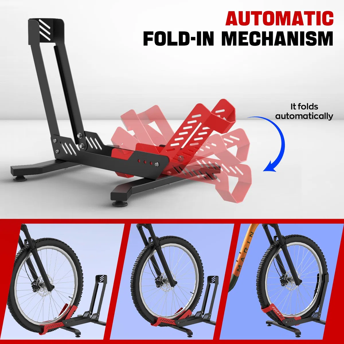 IMAYCC Professionale Supporto Bici da Terra, Rastrelliera Biciclette per 24”-29” MTB, Ebike, Bici da Strada, Corsa, Tetto, Bambino, Portabici da Terra per Garage, Cantina e Appartamento
