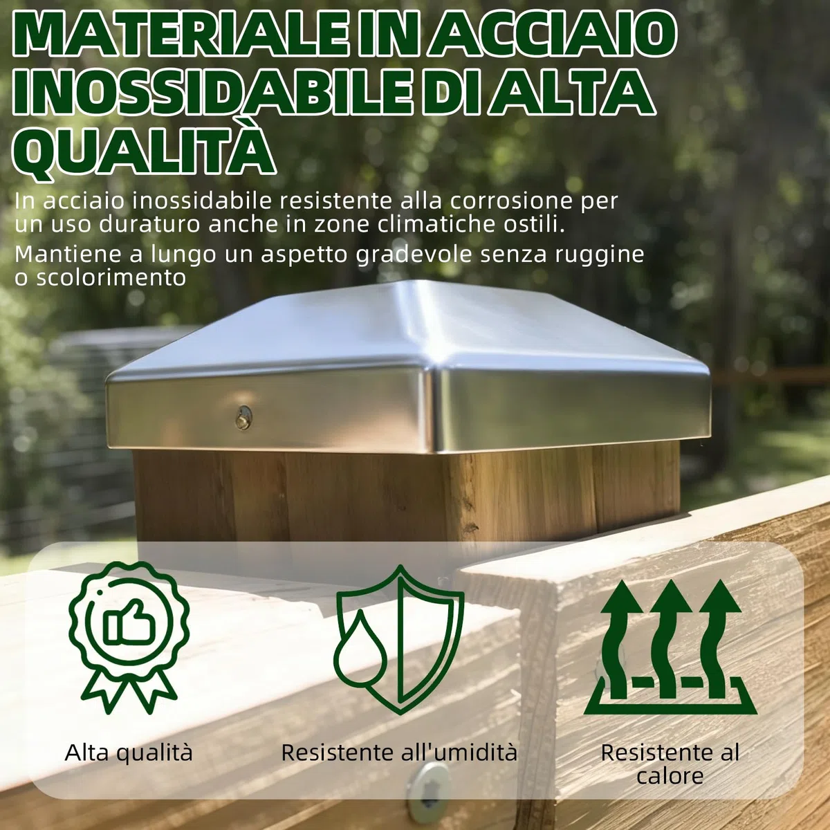 Cappucci per Pali da Recinzione in Acciaio Inox, Forma Piramidale, Set da 10 Pezzi(10 x 10 cm)