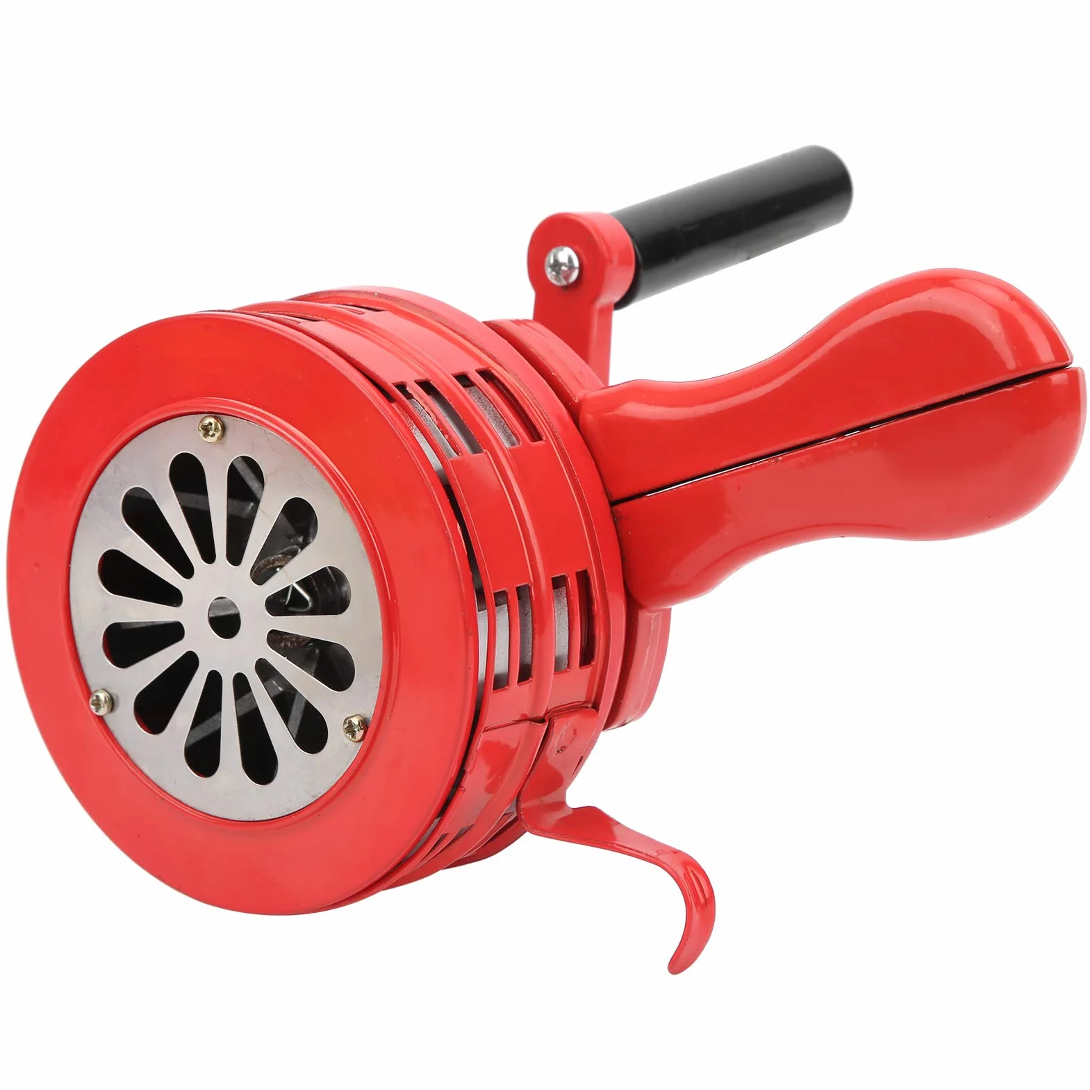 Estink Sirena di Allarme Manuale a Manovella, Sirena Antincendio Portatile 120dB in Metallo Rosso per Emergenza