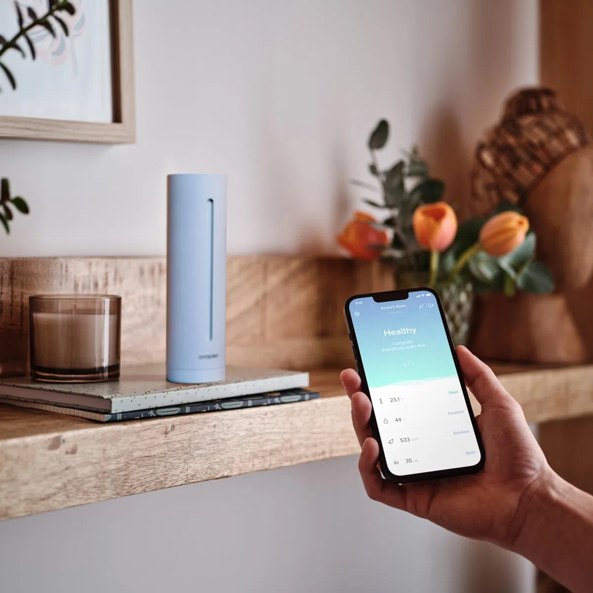 Netatmo Misuratore Qualità Aria Intelligente, Sensore CO2, Temperatura, Umidità, Rumore - Controllo Casa, Ambiente Salubre, Avvisi Automatici per Interni - Bianco - Edizione limitata - NHC-EC