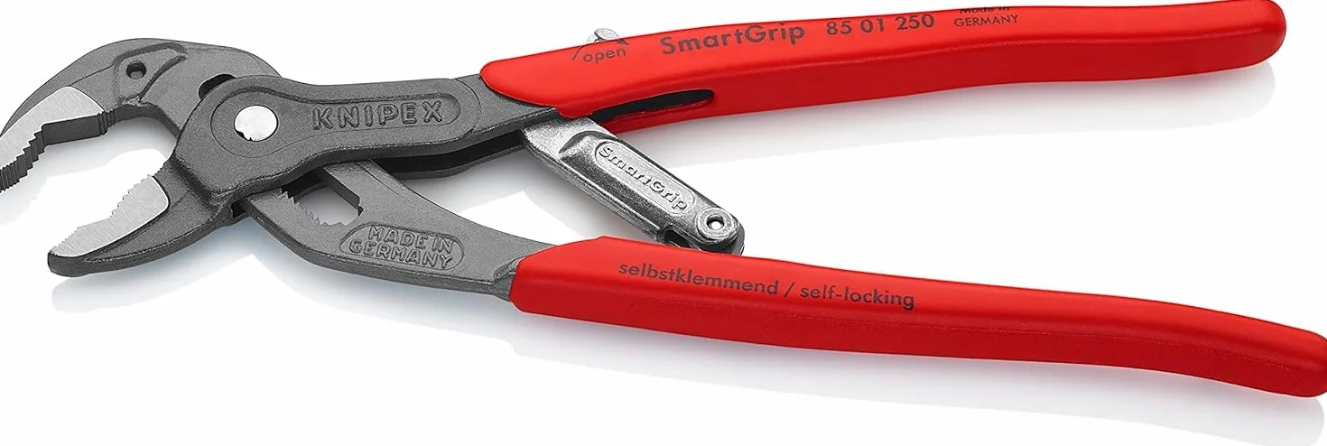 KNIPEX SmartGrip Pinza regolabile per tubi e dadi con regolazione automatica bonderizzata grigia rivestiti in resina sintetica 250 mm, 85 01 250