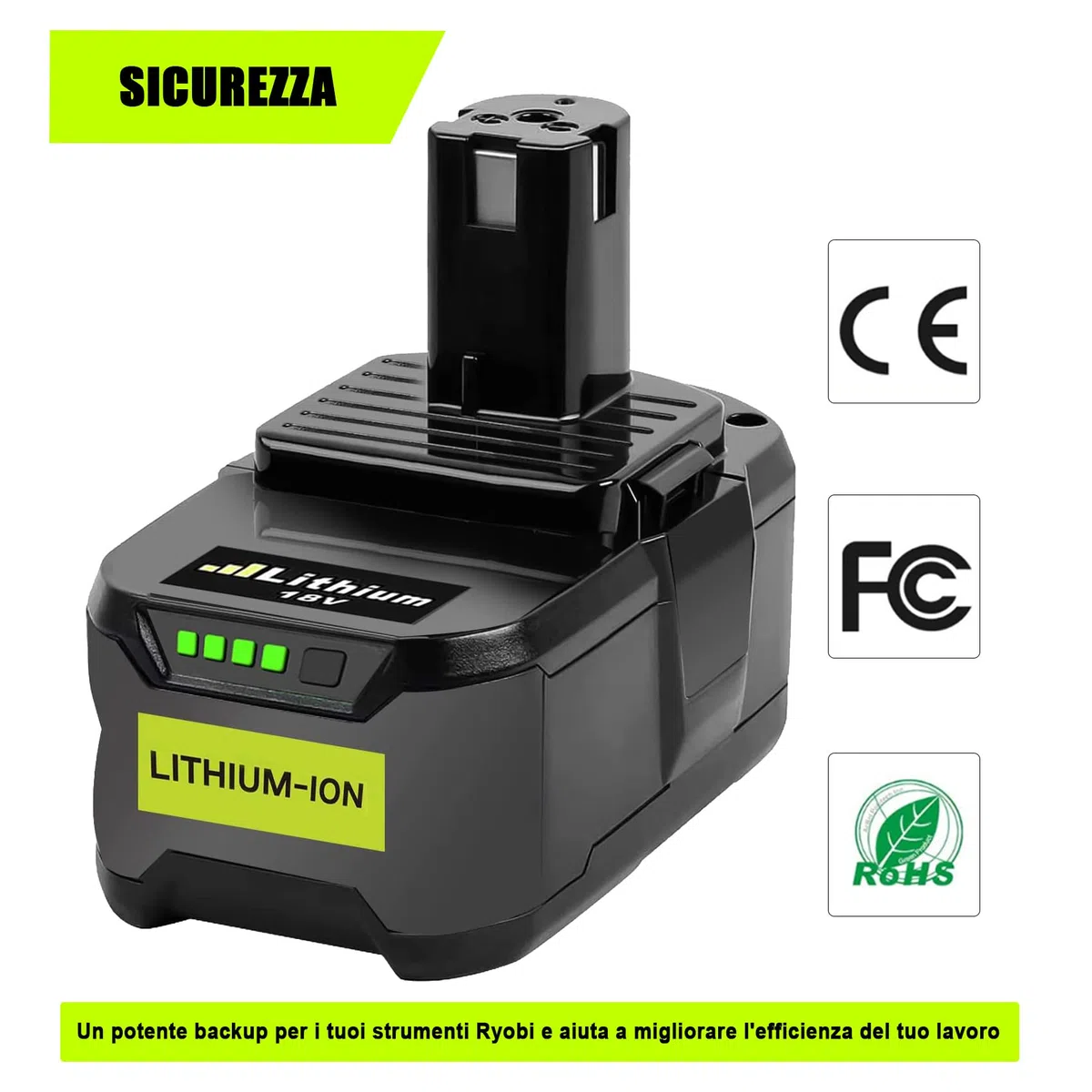 KUNLUN 2 Pezzi 18V 5.5Ah P108 Batteria di Ricambio Agli Ioni di Litio per Ryobi ONE+18V RB18L50 RB18L40 RB18L25 BPL-1815 BPL-1820G BPL18151 BPL1820 P104 P105 P107 P108, con Indicatore LED